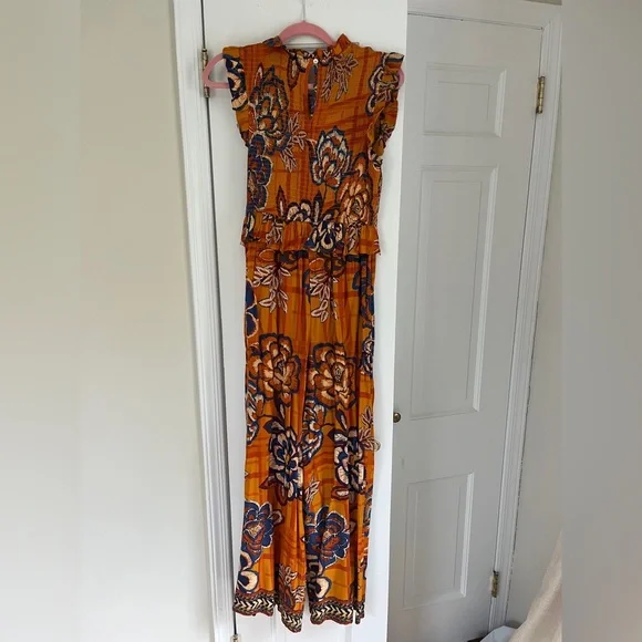 NWOT FARM RIO x ANTHROPOLOGIE Smocked Wide-Leg Jumpsuit - Picture 4 of 8